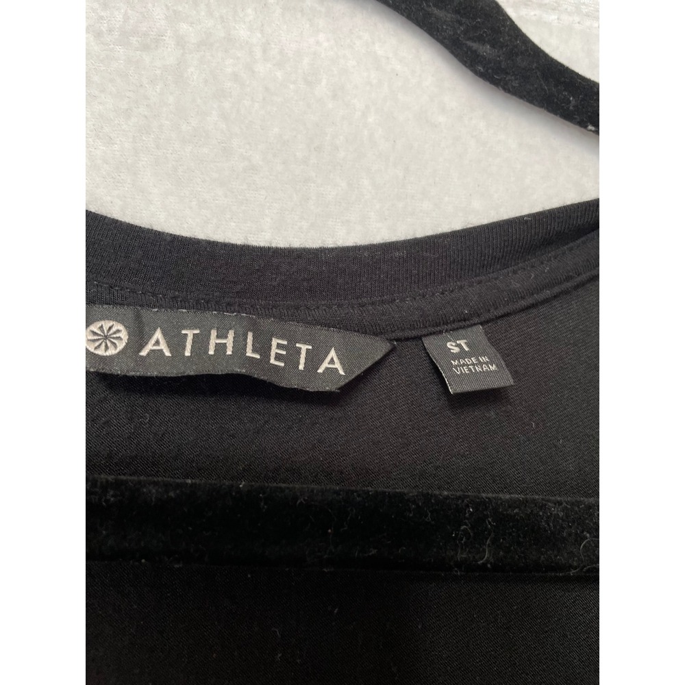 Athleta Maxi Dress Womens Small Tall Black Modal Spandex Asymmetrical Cap Sleeve - Picture 9 of 10